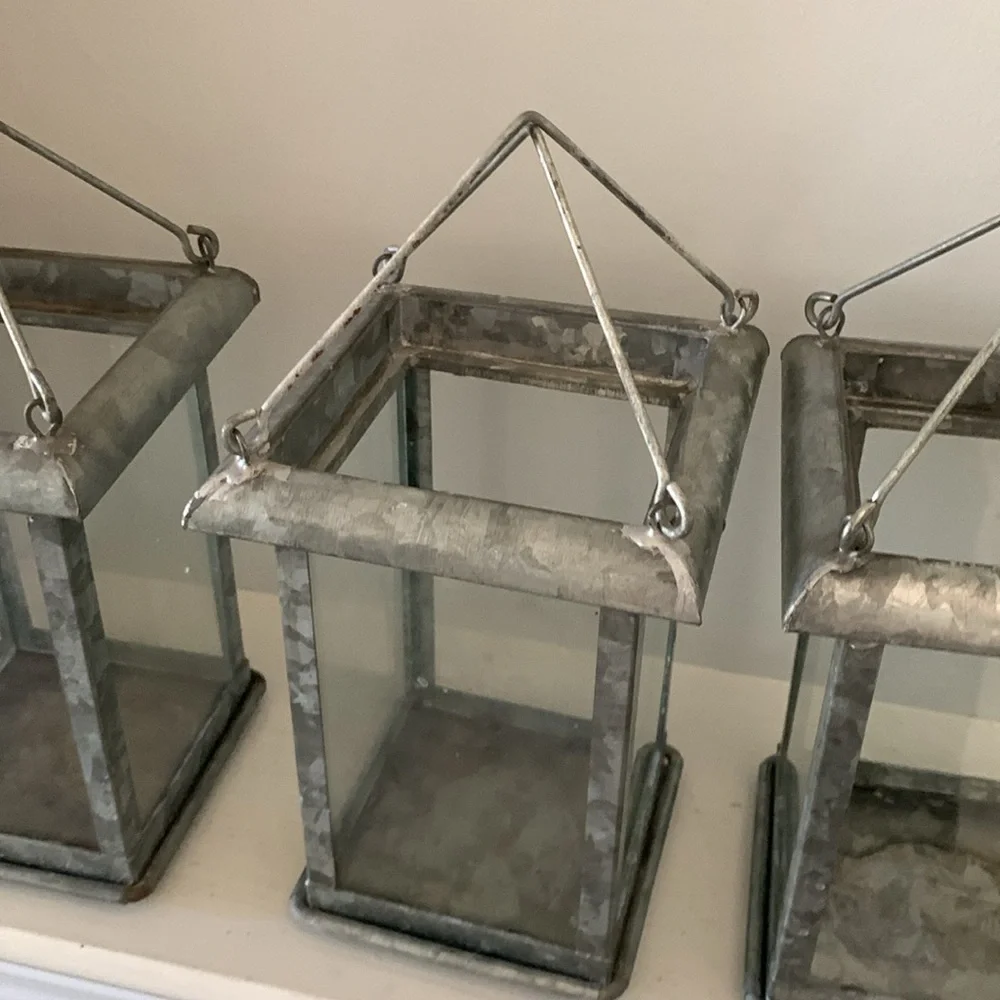 Pottery Barn Galvanized Square Lantern Set of 3‎